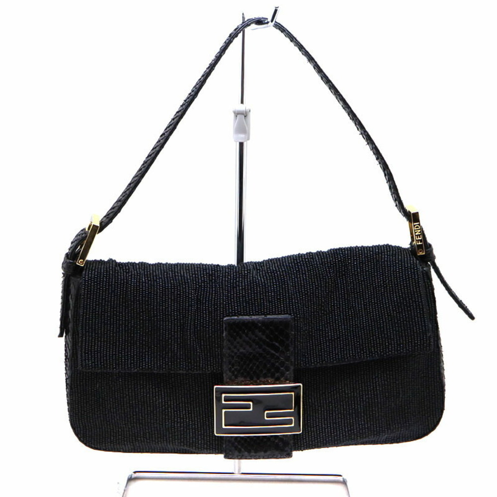 Fendi Mamma Bucket Beads Python Shoulder Bag Black - image 1